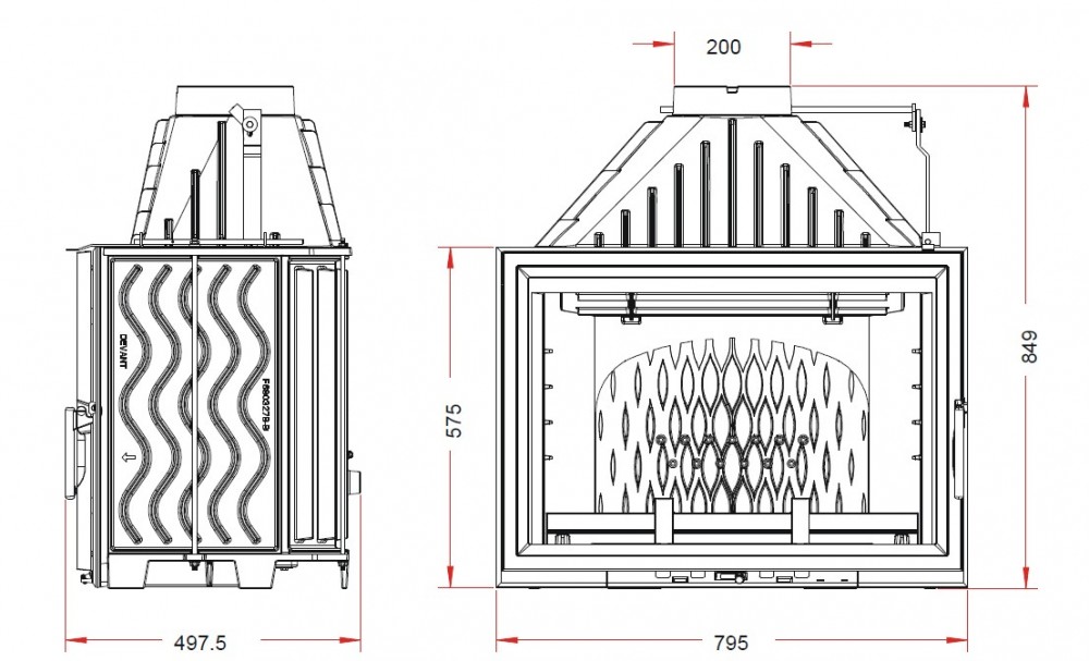 Чугунная топка INVICTA 800 Foyer Grande Vision