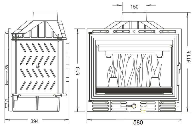 Камінна Топка UNIFLAM 600 ECO з шибером