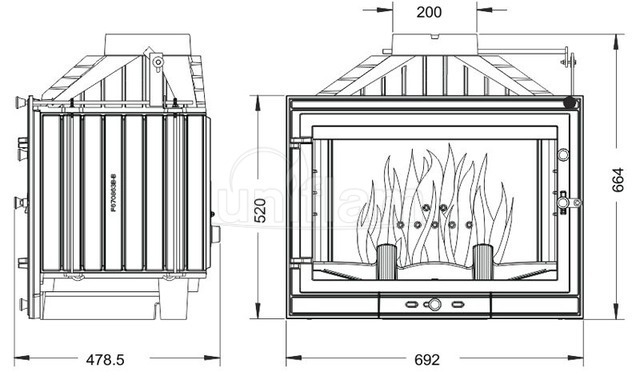 Каминная топка Uniflam 700 Standard Eco с шибером