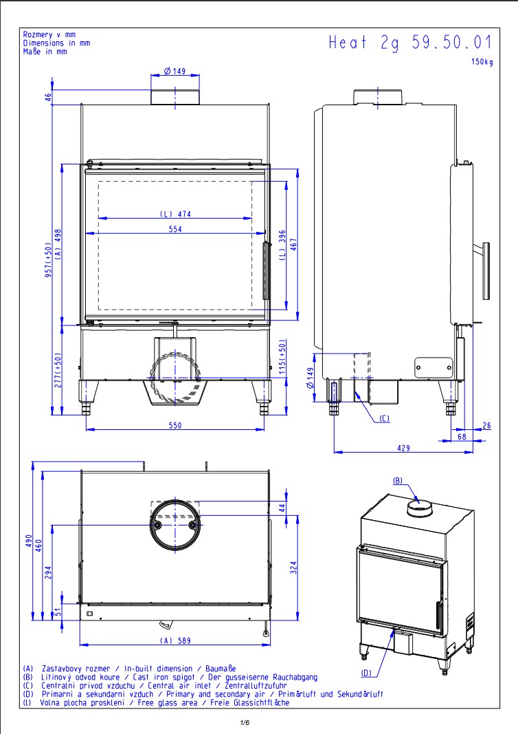 Romotop HEAT 2g 59.50.01 – сталева камінна топка пряма