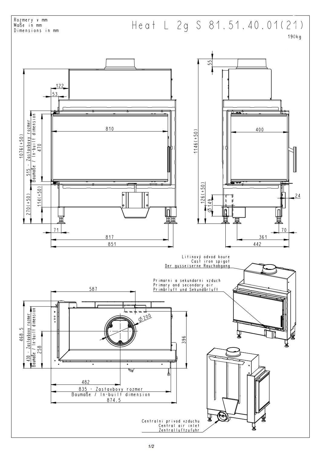 Romotop HEAT L 2g S 81.51.40.21 – камінна топка кутова