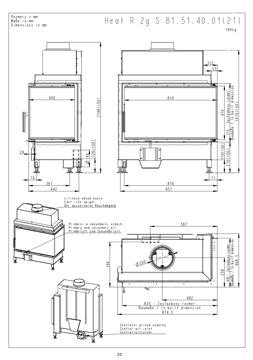 Romotop HEAT R 2g S 81.51.40.21 – камінна топка кутова