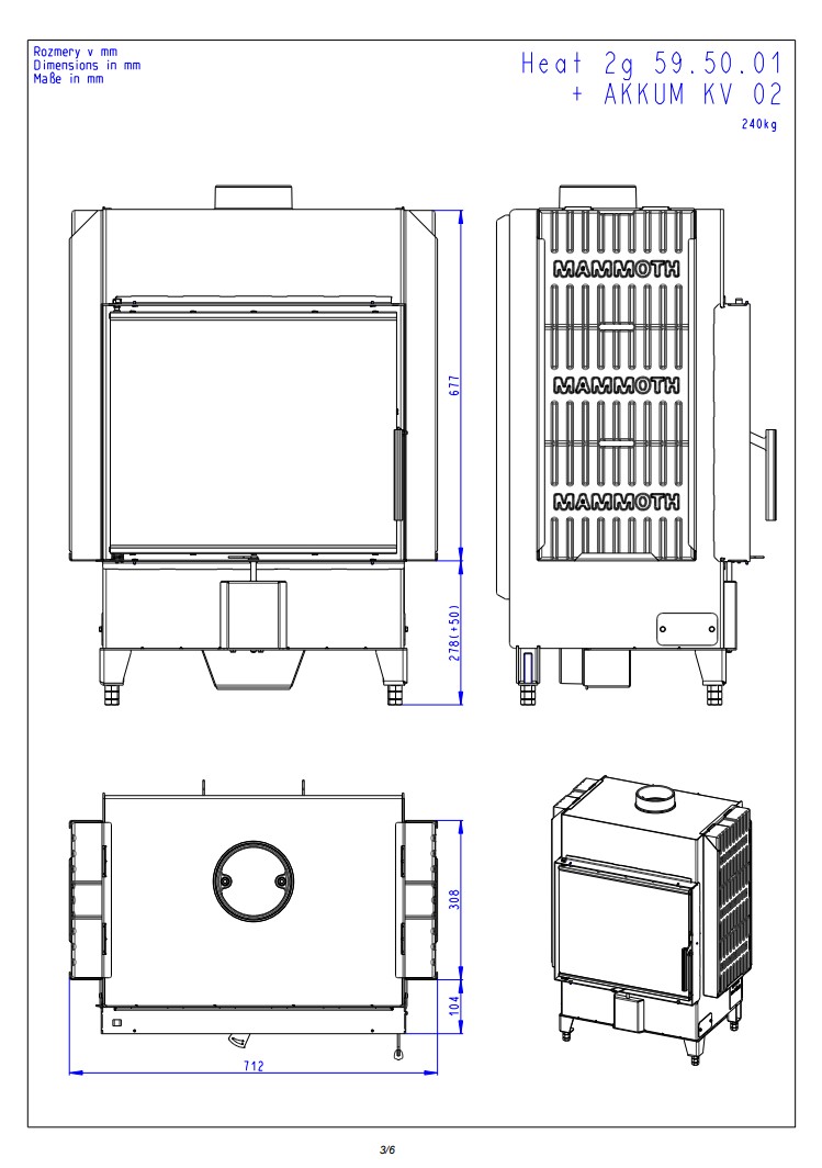 Romotop HEAT 2g 59.50.01 – сталева камінна топка пряма