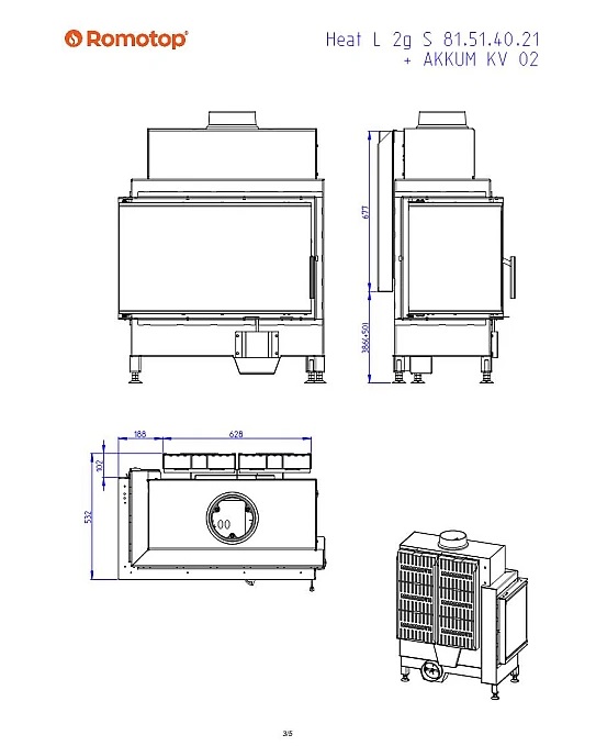 Romotop HEAT L 2g S 81.51.40.21 – камінна топка кутова