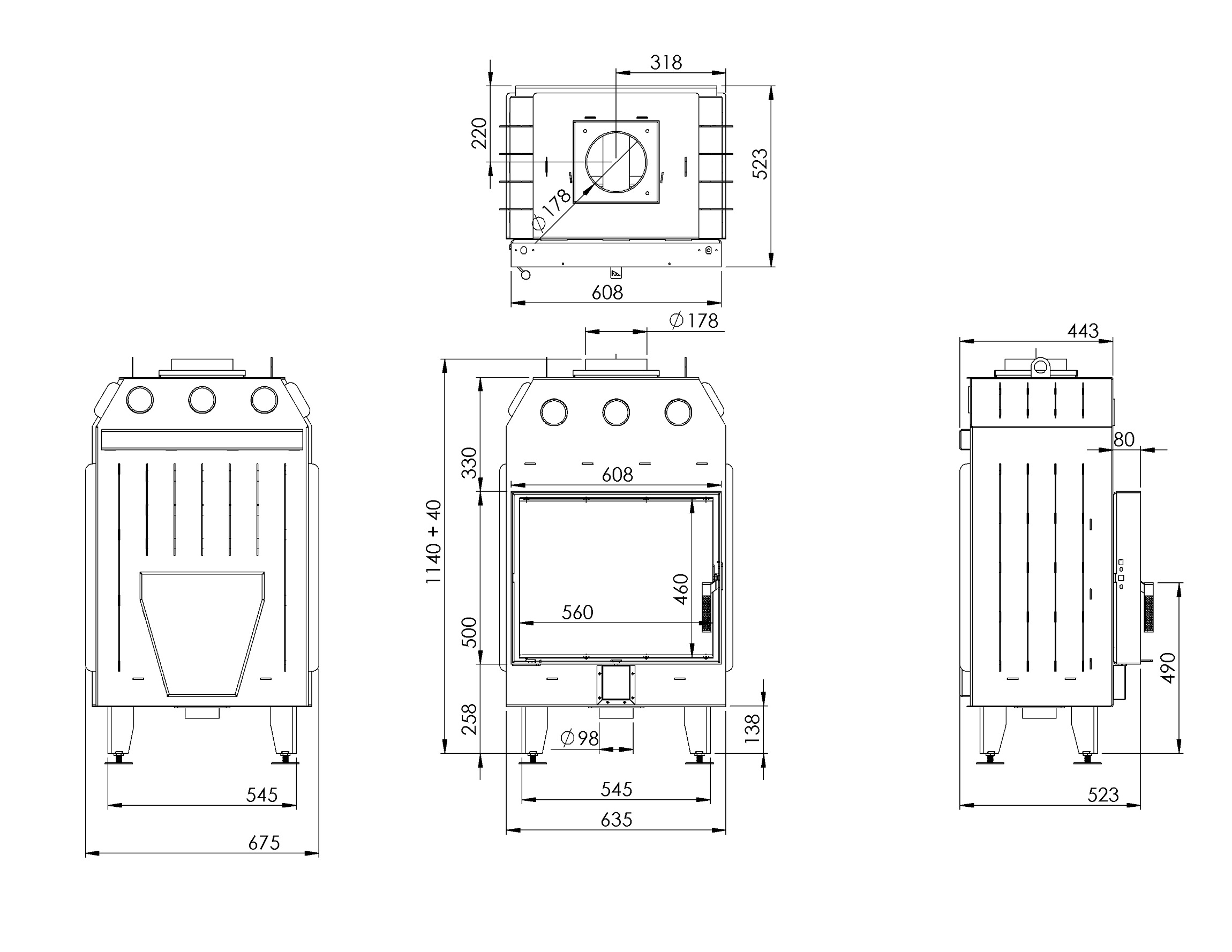 Камінна топка BOKAR 6050 (14.4 kW ) black ceramatex