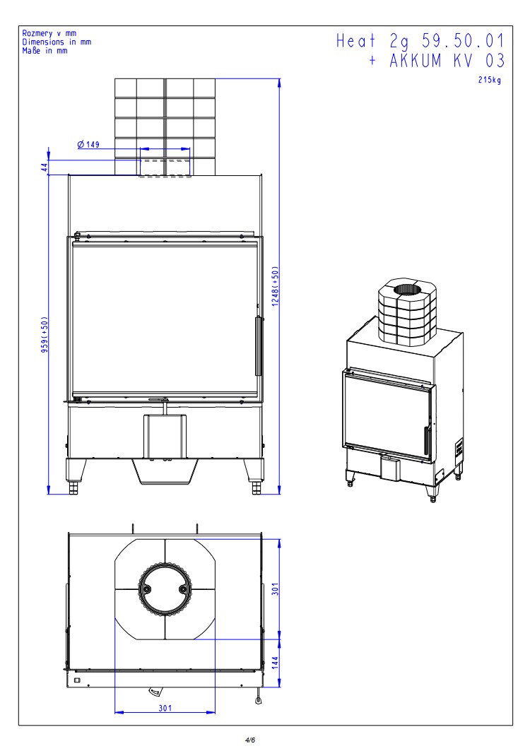 Romotop HEAT 2g 59.50.01 – сталева камінна топка пряма