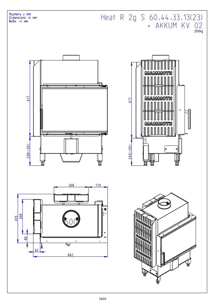 Romotop HEAT R 4g S 60.44.33.24 — узкая угловая каминная топка