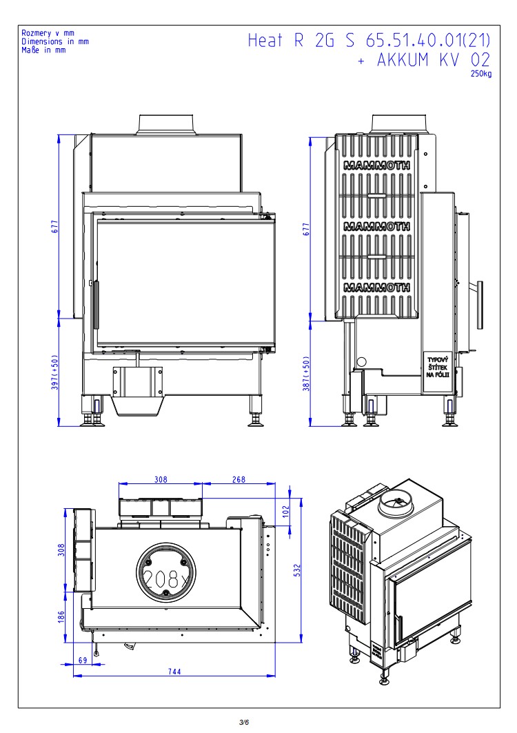 Romotop HEAT R 2g S 65.51.40.21 — правосторонняя угловая каминная топка