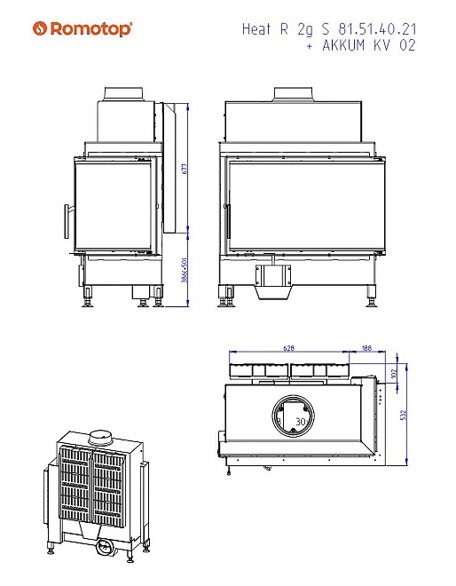 Romotop HEAT R 2g S 81.51.40.21 – камінна топка кутова