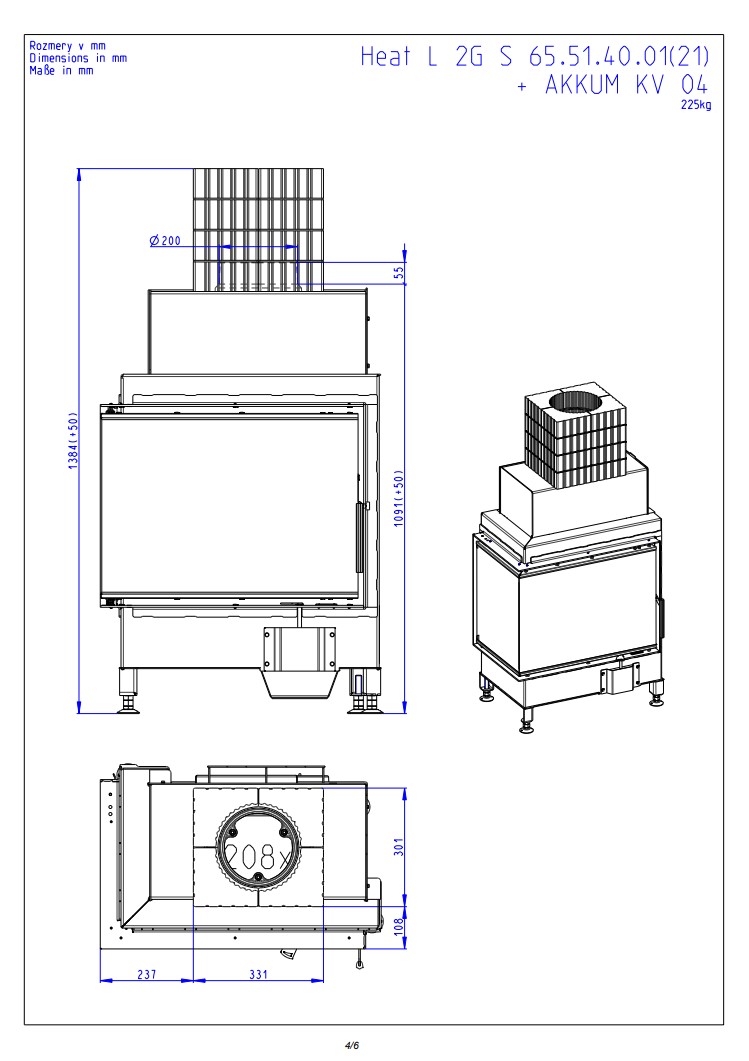 Romotop HEAT L 2g S 65.51.40.21 – лівостороння кутова камінна топка