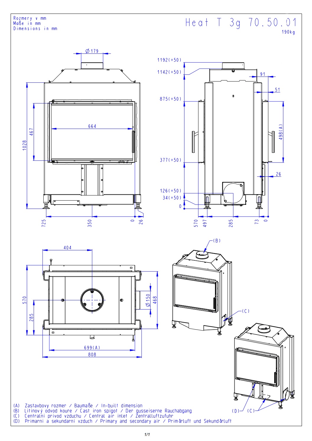 Romotop HEAT T 3g 70.50.04 – тунельна камінна топка