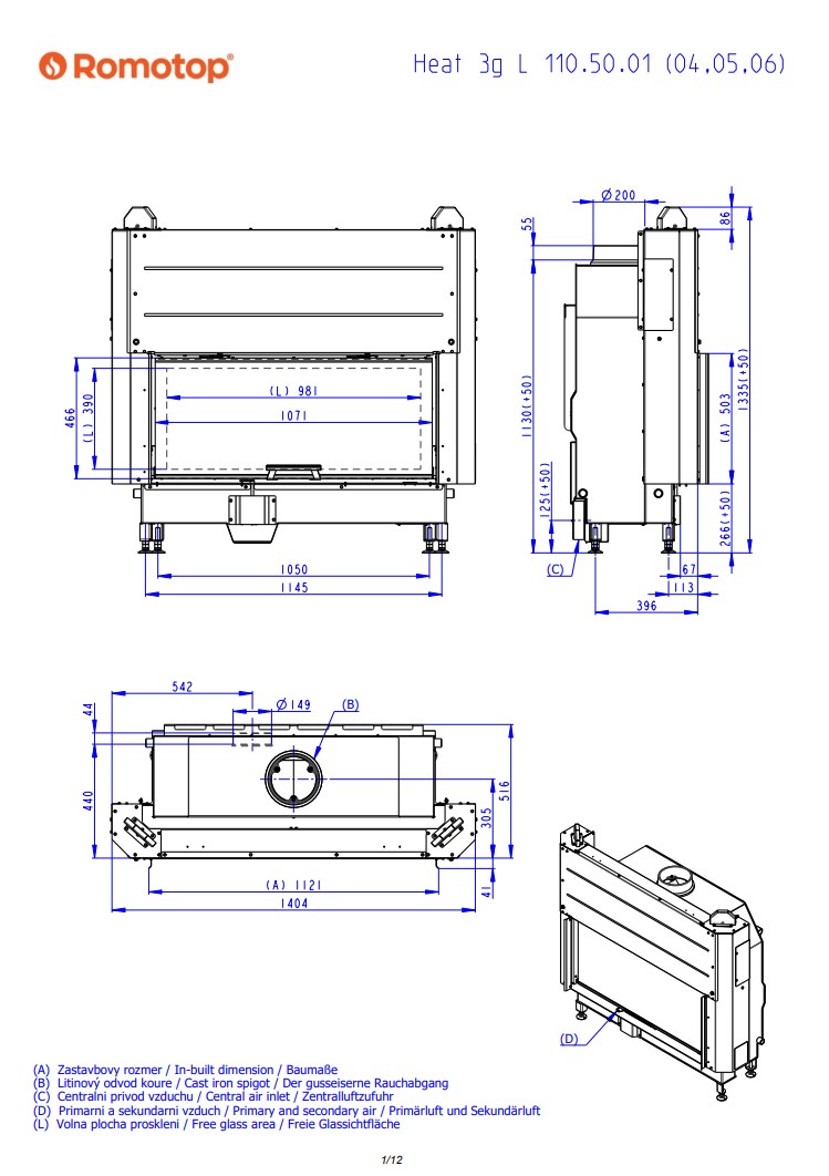 Romotop HEAT 3g L 110.50.04 – широкоформатна камінна топка з гільйотиною