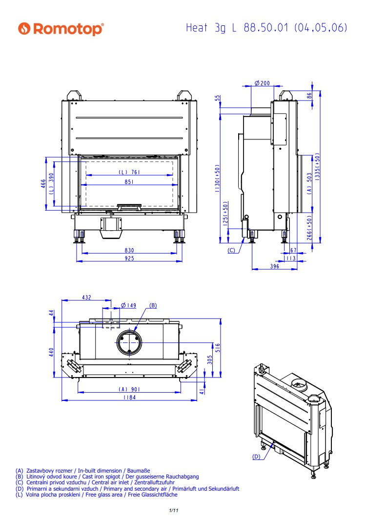 Romotop HEAT 3g L 88.50.04 – класична камінна топка з підйомними дверцятами