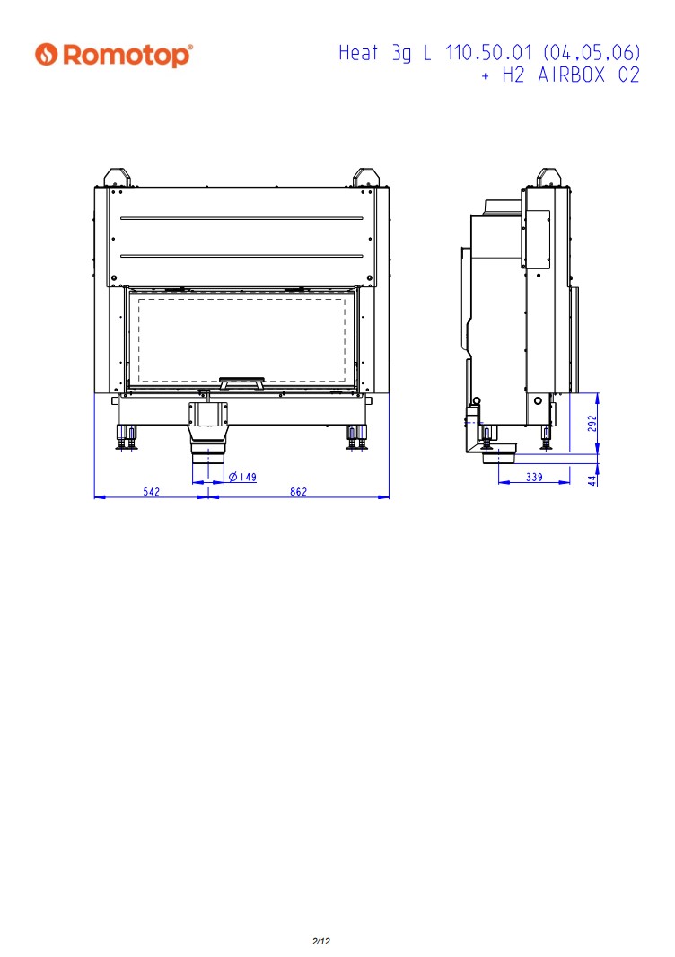 Romotop HEAT 3g L 110.50.04 – широкоформатна камінна топка з гільйотиною