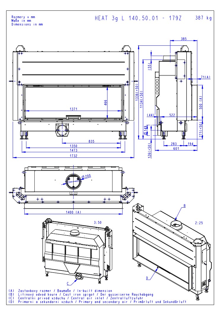 Romotop HEAT 3g L 140.50.01 – широкоформатна камінна топка з гільйотиною