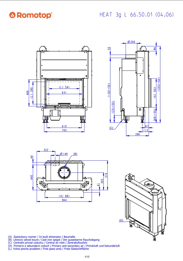 Romotop HEAT 3g L 66.50.04 – класична камінна топка з підйомними дверцятами