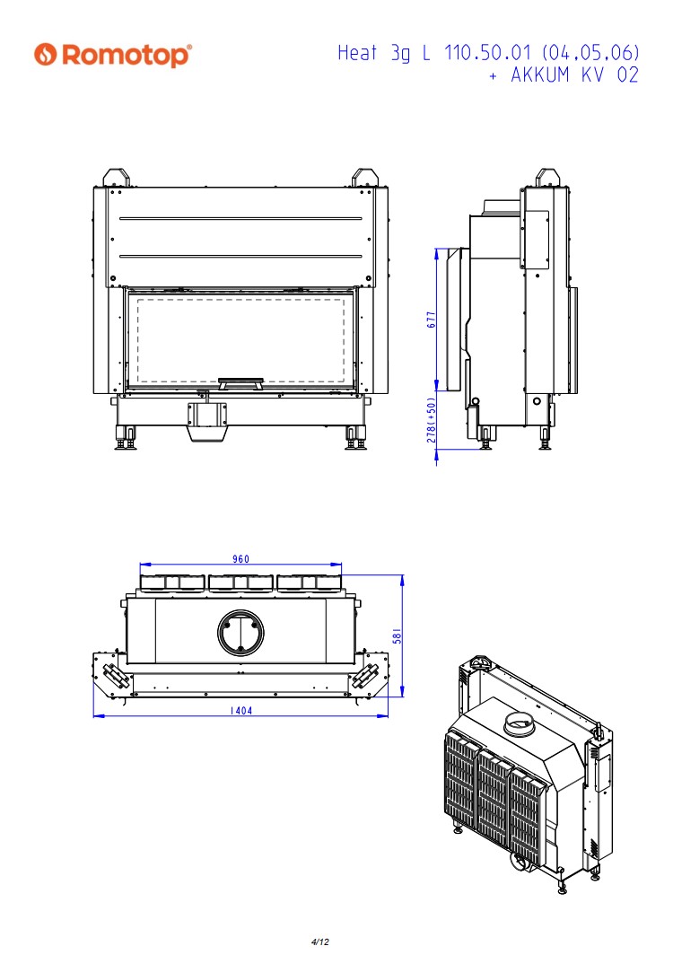Romotop HEAT 3g L 110.50.04 – широкоформатна камінна топка з гільйотиною