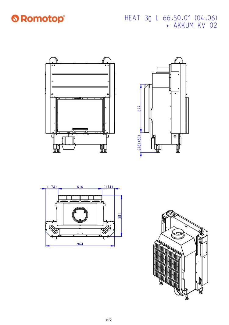Romotop HEAT 3g L 66.50.04 – класична камінна топка з підйомними дверцятами
