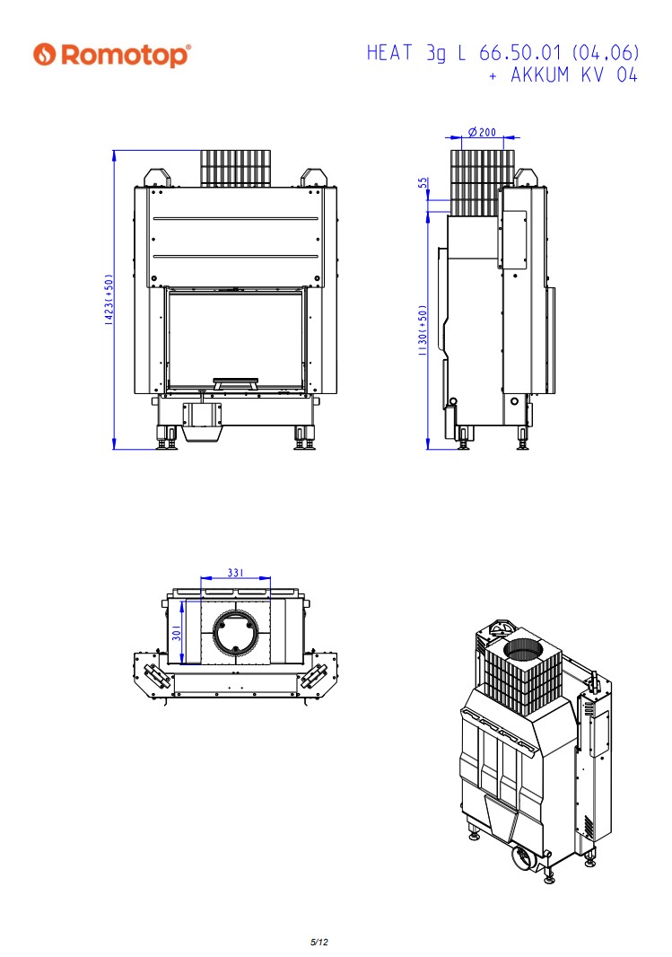 Romotop HEAT 3g L 66.50.04 – класична камінна топка з підйомними дверцятами