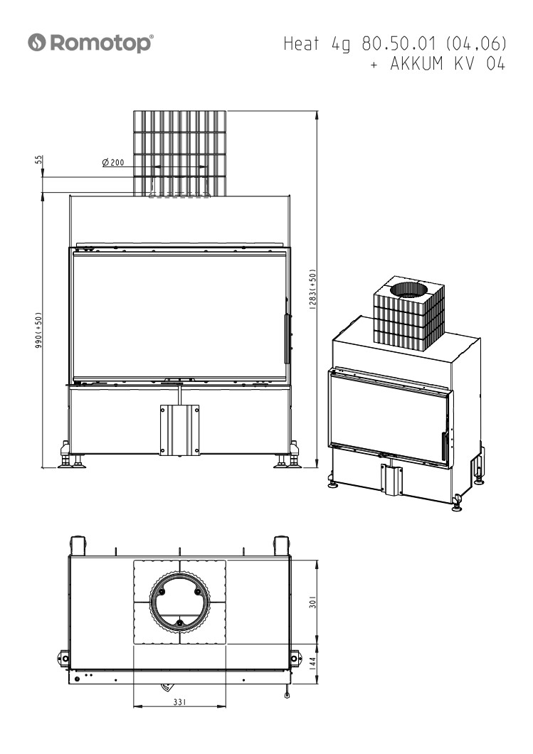 Romotop HEAT 4g 80.50.04 – класична камінна топка світла камера