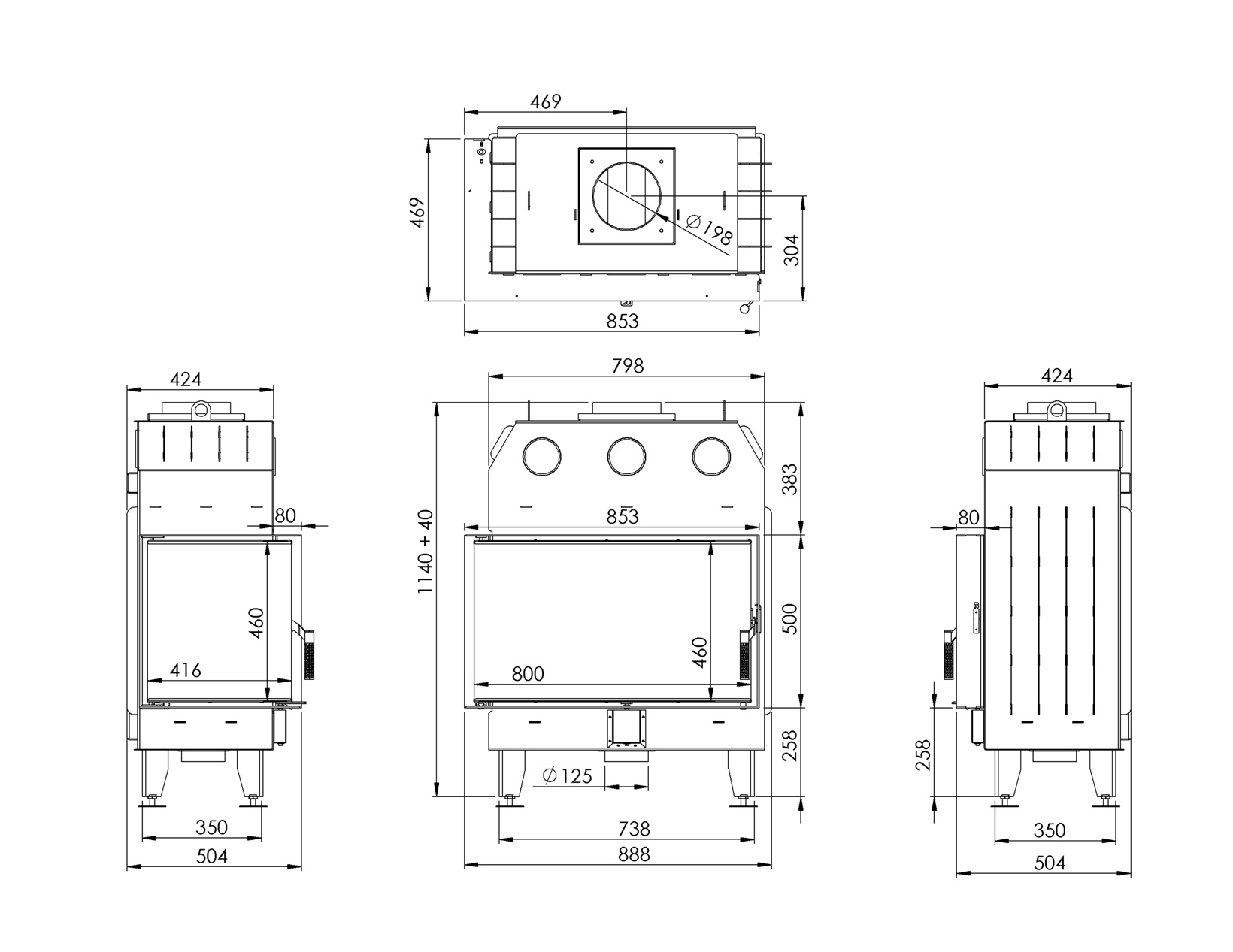 Камінна топка BOKAR 855047 L (17,0 kW ) black ceramatex