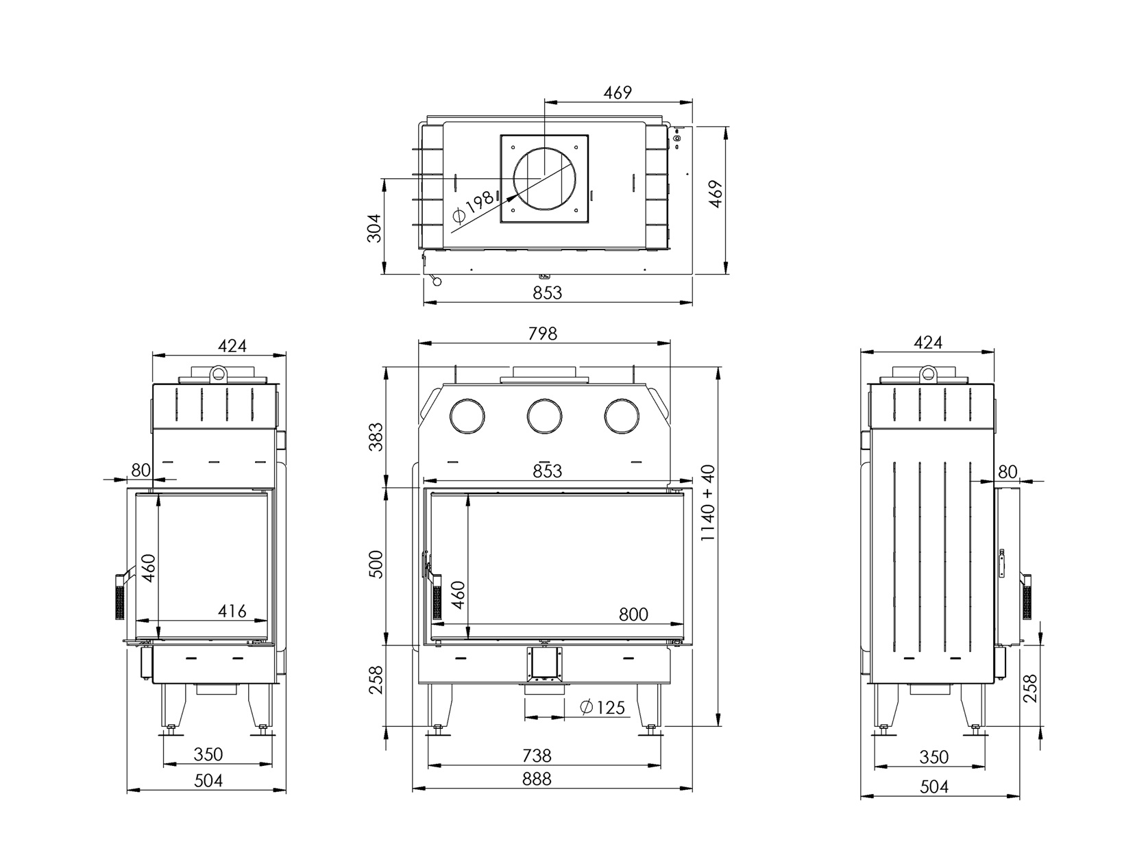 Камінна топка BOKAR 855047 R (17,0 kW ) black ceramatex