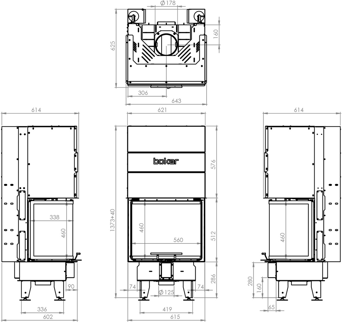 Камінна топка BOKAR PSG 60 (8,3 kW ) black ceramatex