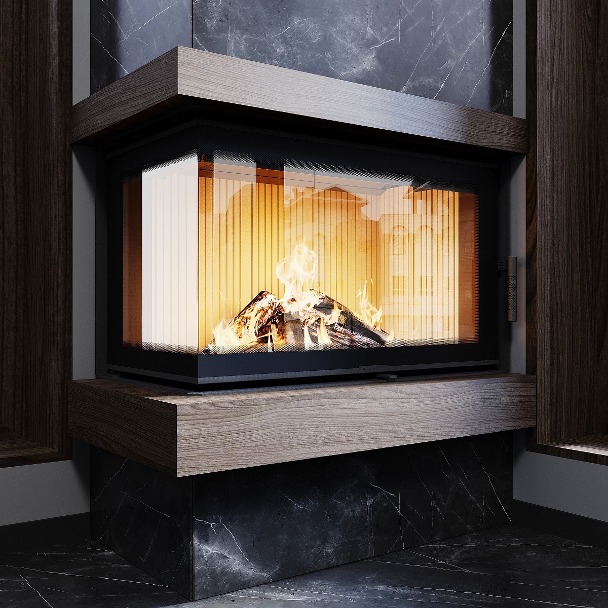 Камінна топка M-FIRE 80 (890/540) кутова ліва (17kW)