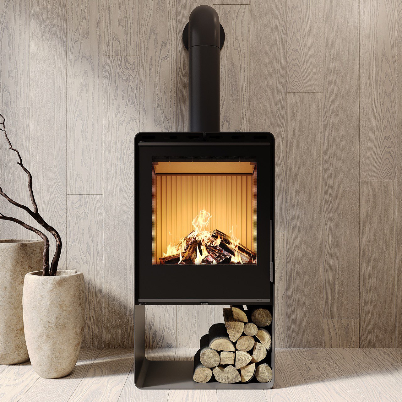 Піч сталева M-Fire Santorini з дровником (12kW)