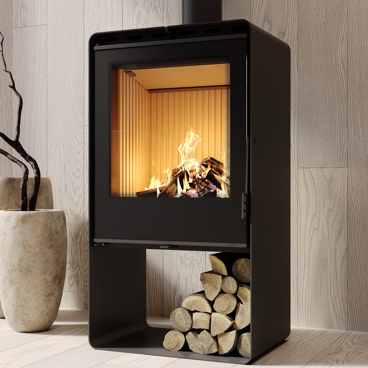 Піч сталева M-Fire Santorini з дровником (12kW)