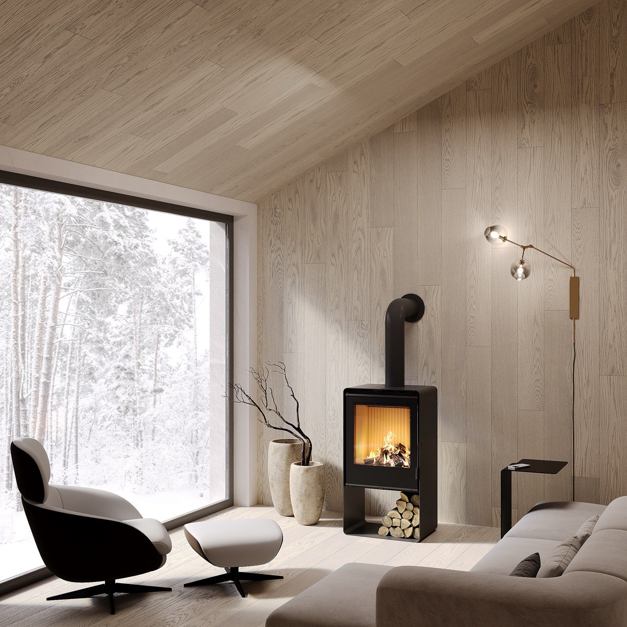 Піч сталева M-Fire Santorini з дровником (12kW)