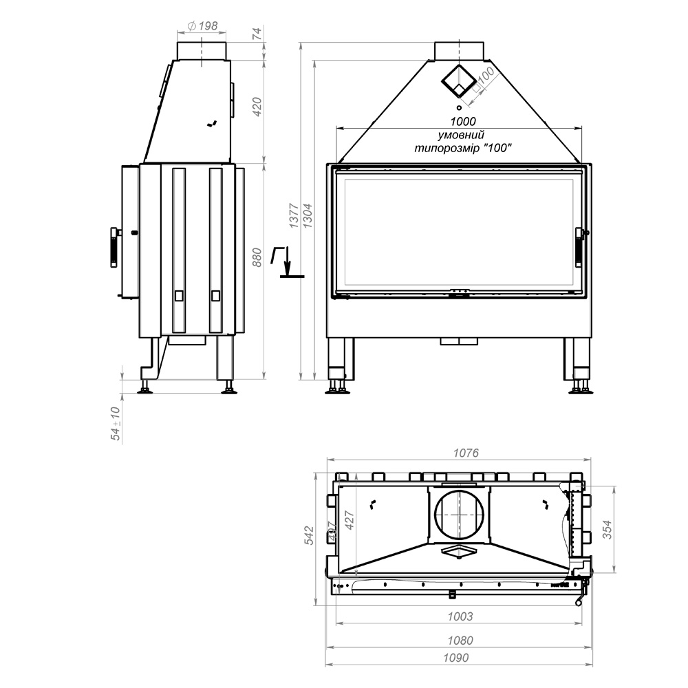 Камінна топка M-FIRE 100 пряма (20kW) - Зображення 5